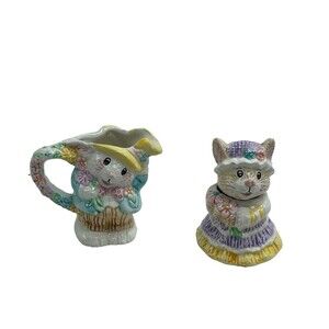 Mercuries Bunnies Creamer & Sugar 1994 Tea Party Childs Easter Decor Vintage